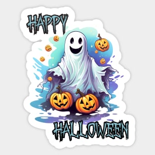 Spooky Ghost Happy Halloween Sticker